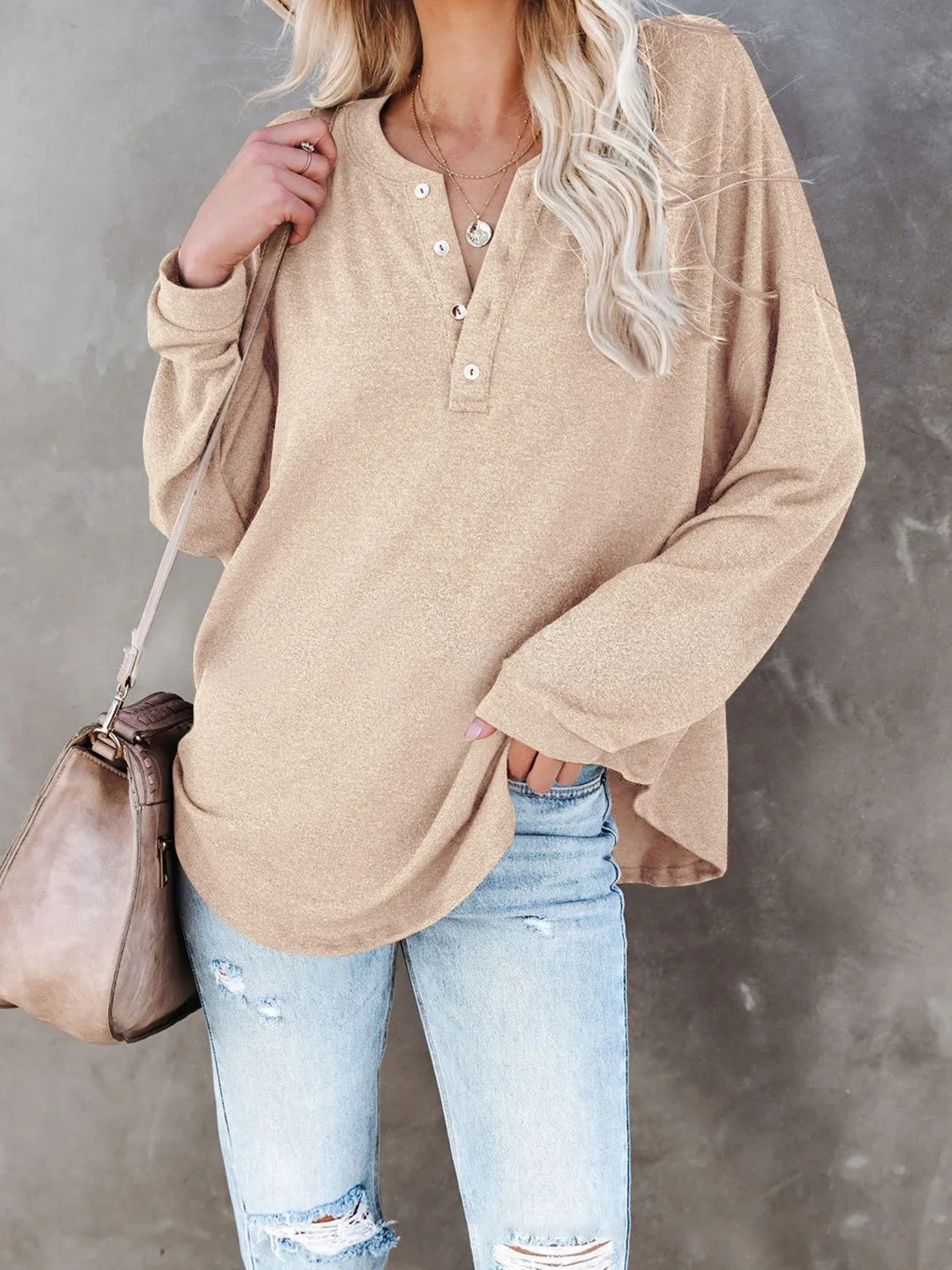 KHD Buttoned Drop Shoulder Top (6 Colors)