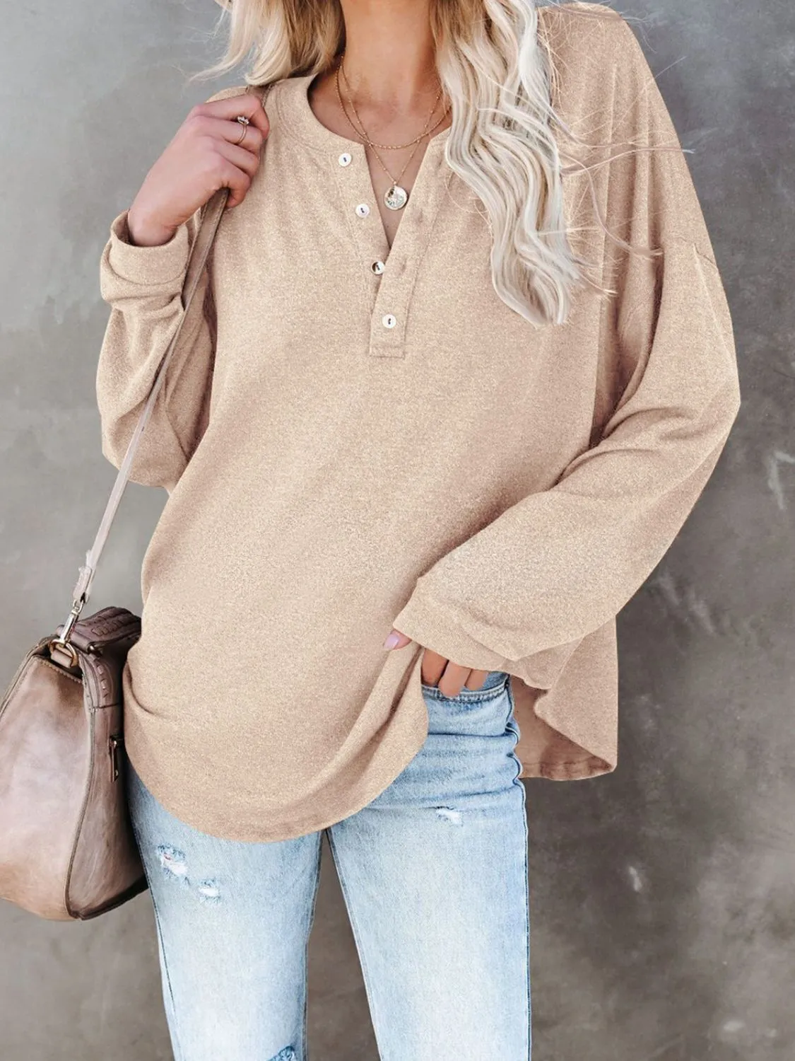 KHD Buttoned Drop Shoulder Top (6 Colors)
