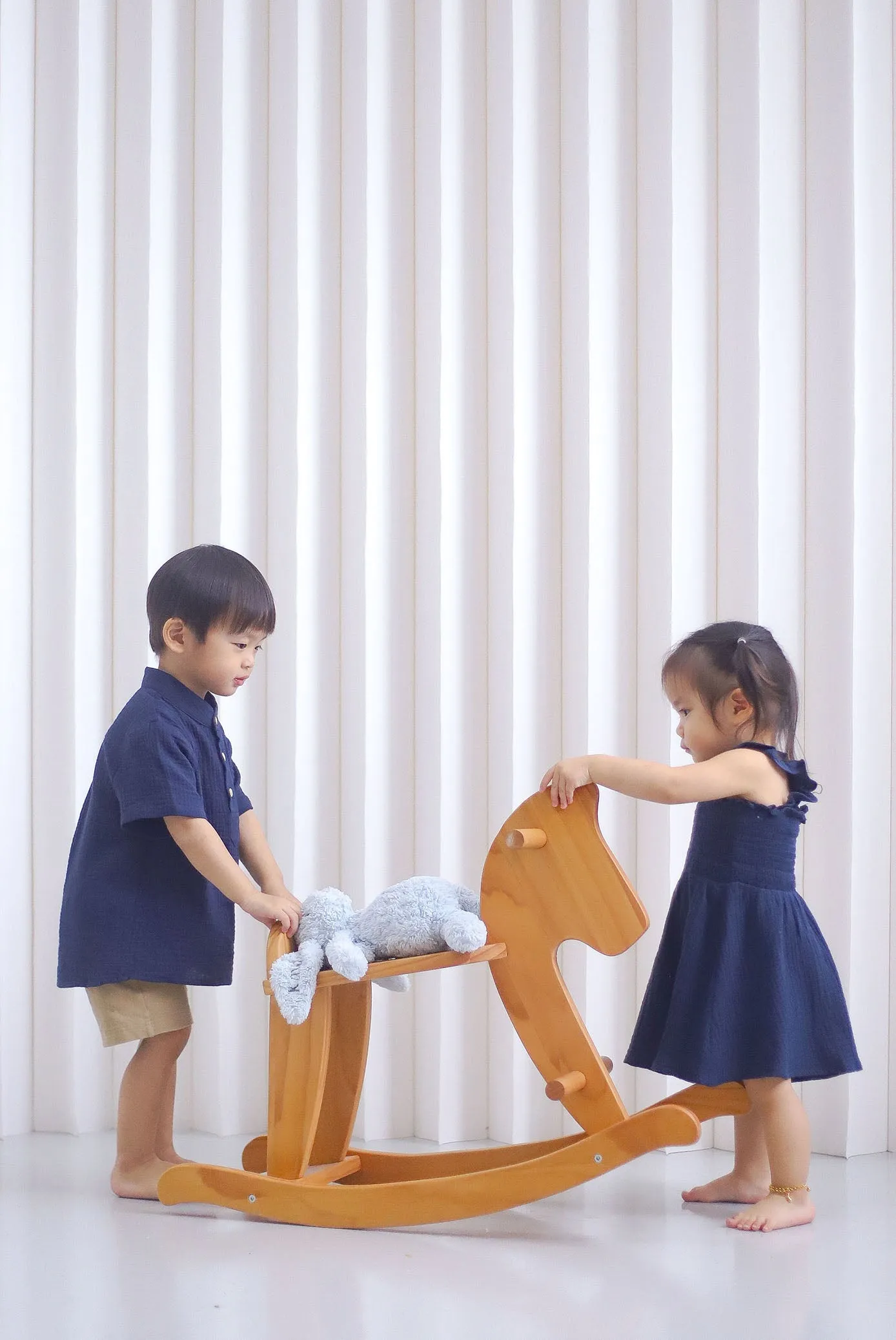 *KIDS* Bliss Boy Mandarin Collar Shirt In Navy Blue