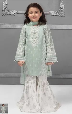 Kids Kurta Gharara In light Green Color Model# Kids 1828
