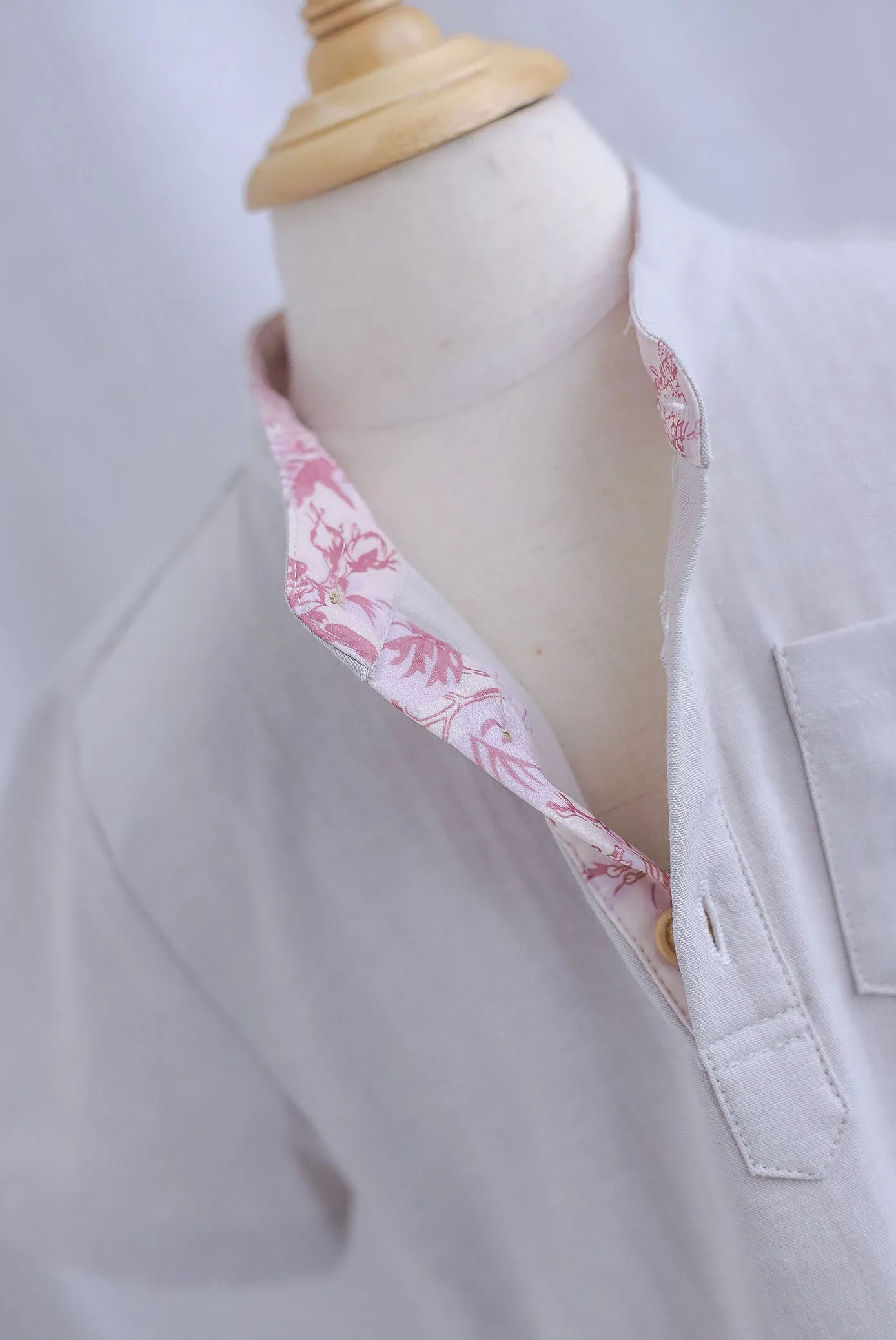 *Kids* TDC Pierce Boy Mandarin Collar Shirt In Pink Porcelain