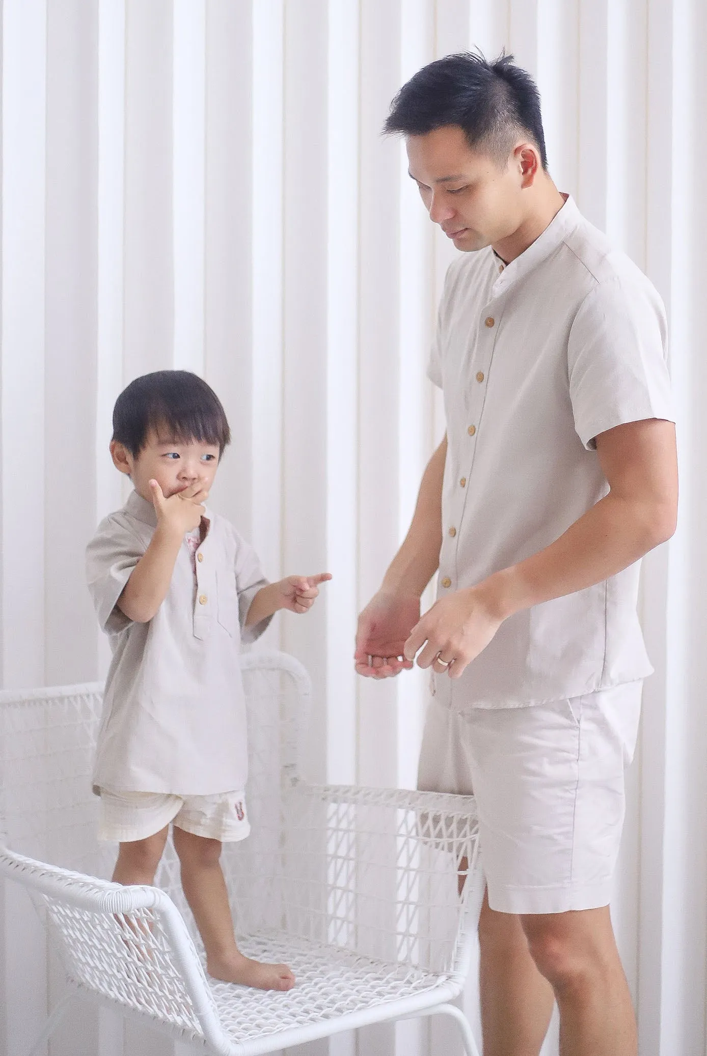 *Kids* TDC Pierce Boy Mandarin Collar Shirt In Pink Porcelain