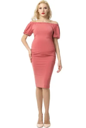 Kimi   Kai Maternity "Becka" Convertible Shoulder Ruched Dress