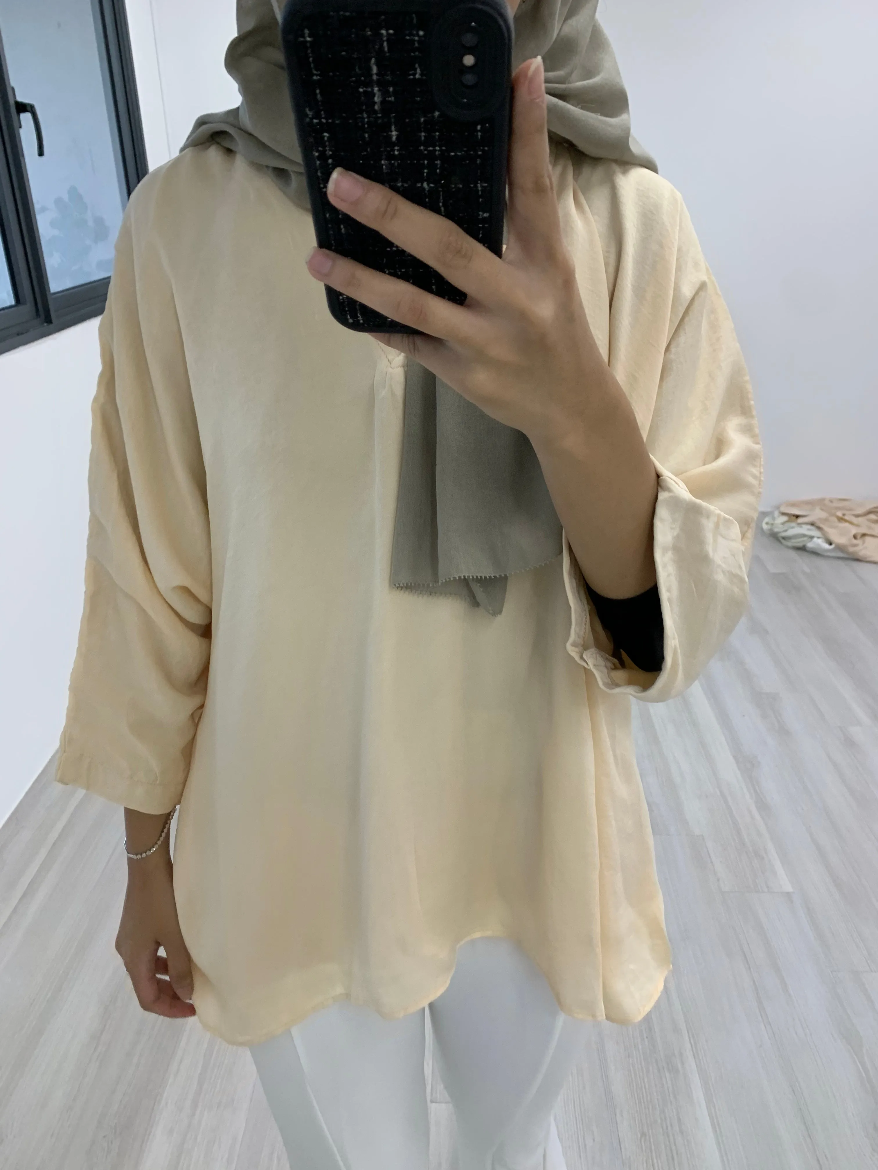 Kimono Crinkle Satin Top KCST