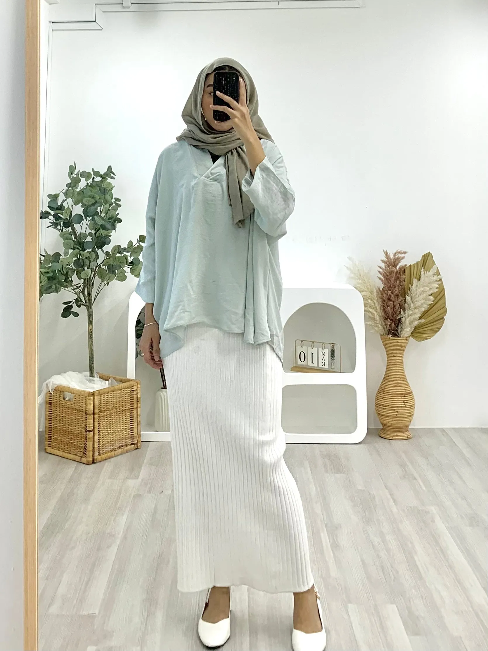 Kimono Crinkle Satin Top KCST