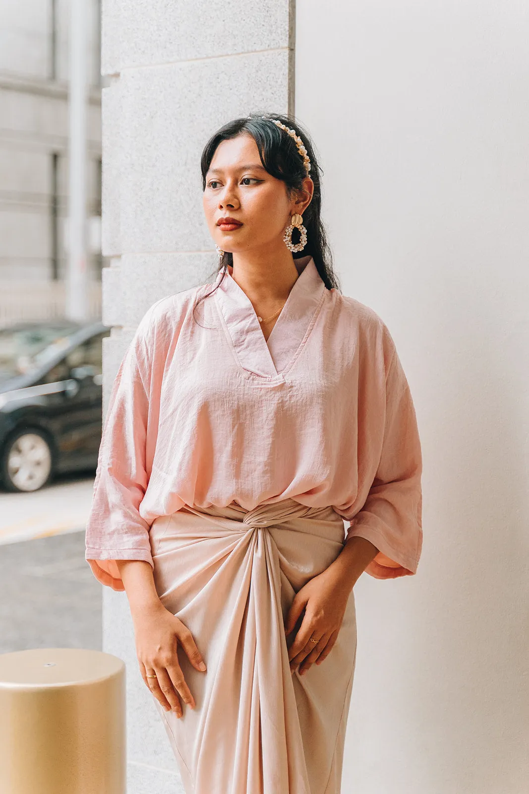 Kimono Crinkle Satin Top KCST