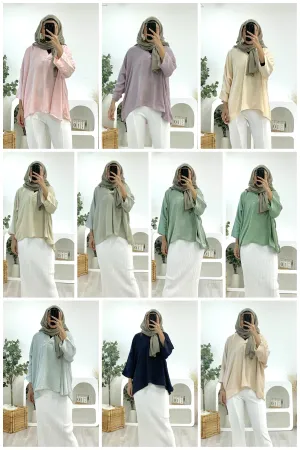 Kimono Crinkle Satin Top KCST