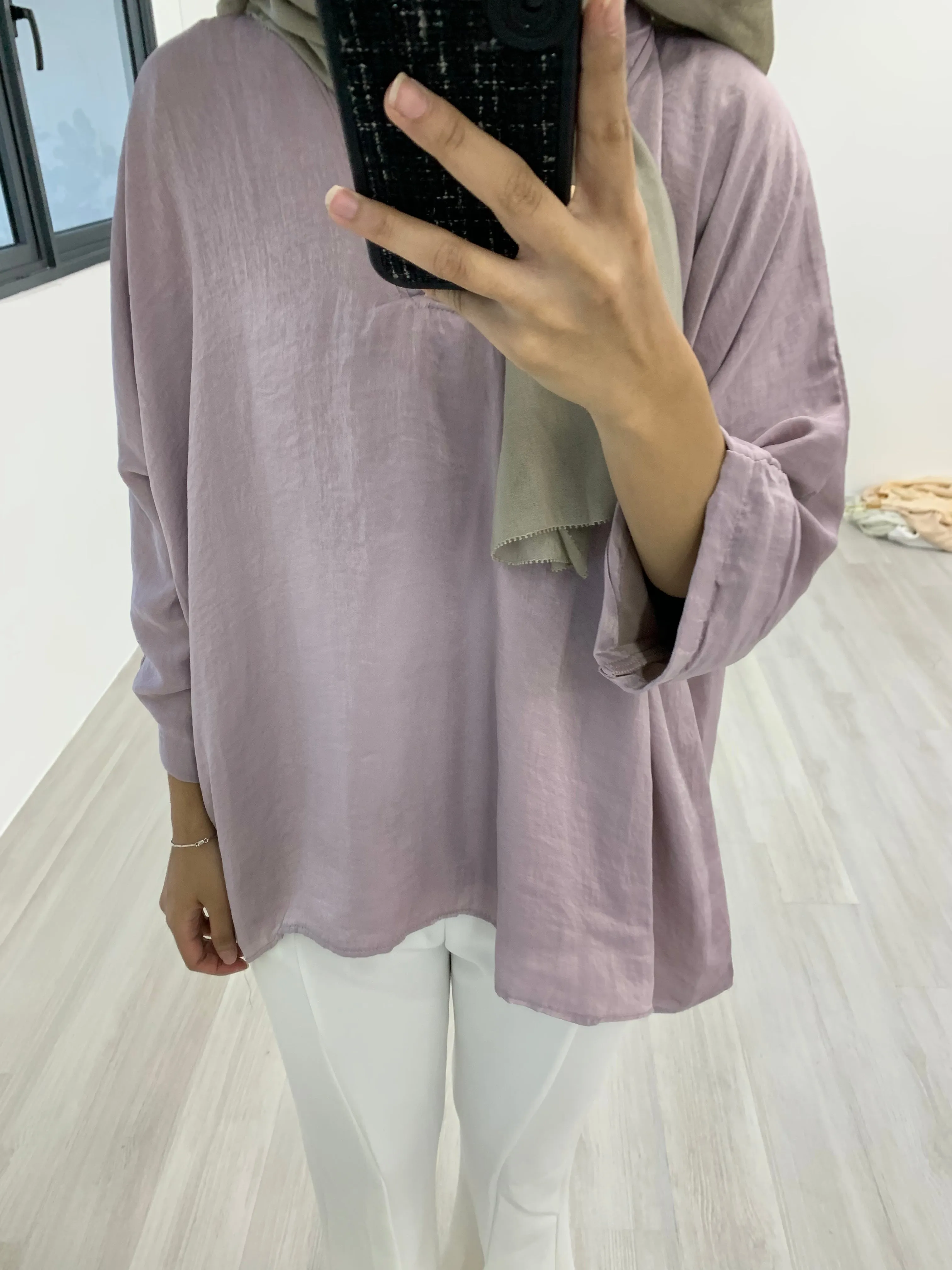 Kimono Crinkle Satin Top KCST