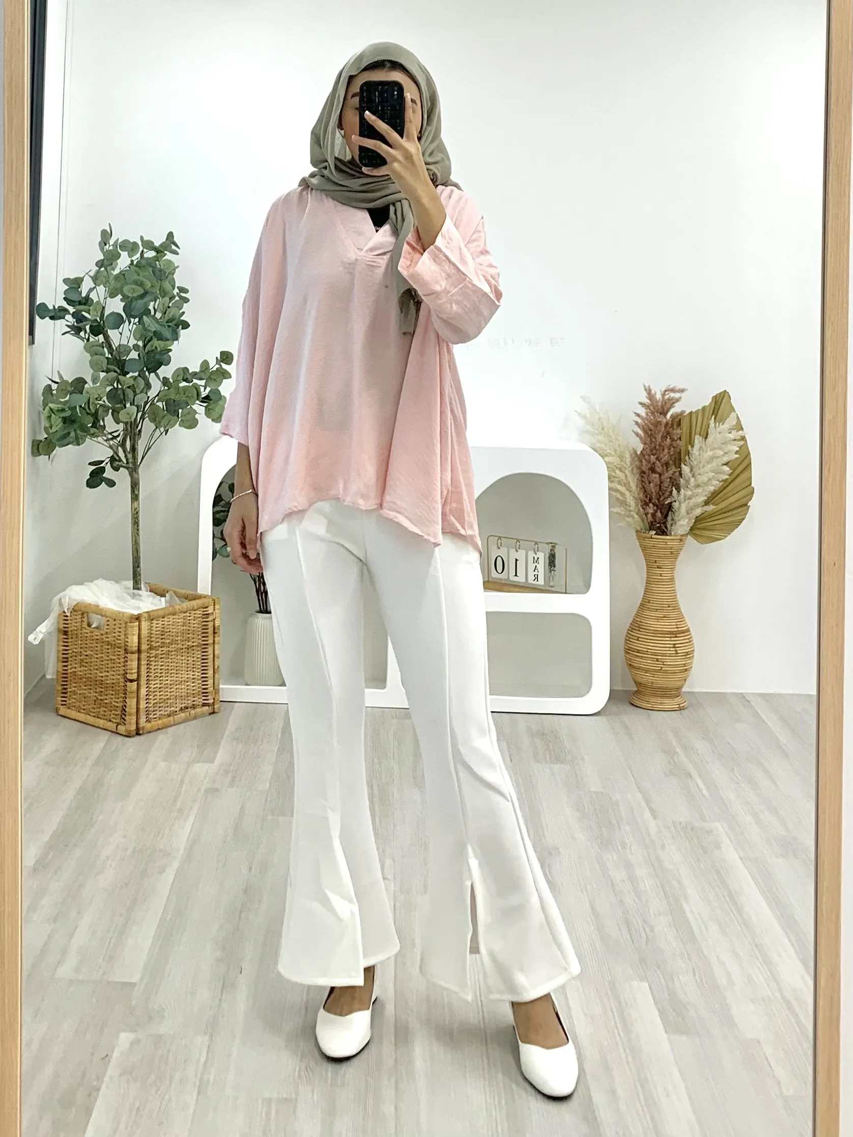 Kimono Crinkle Satin Top KCST