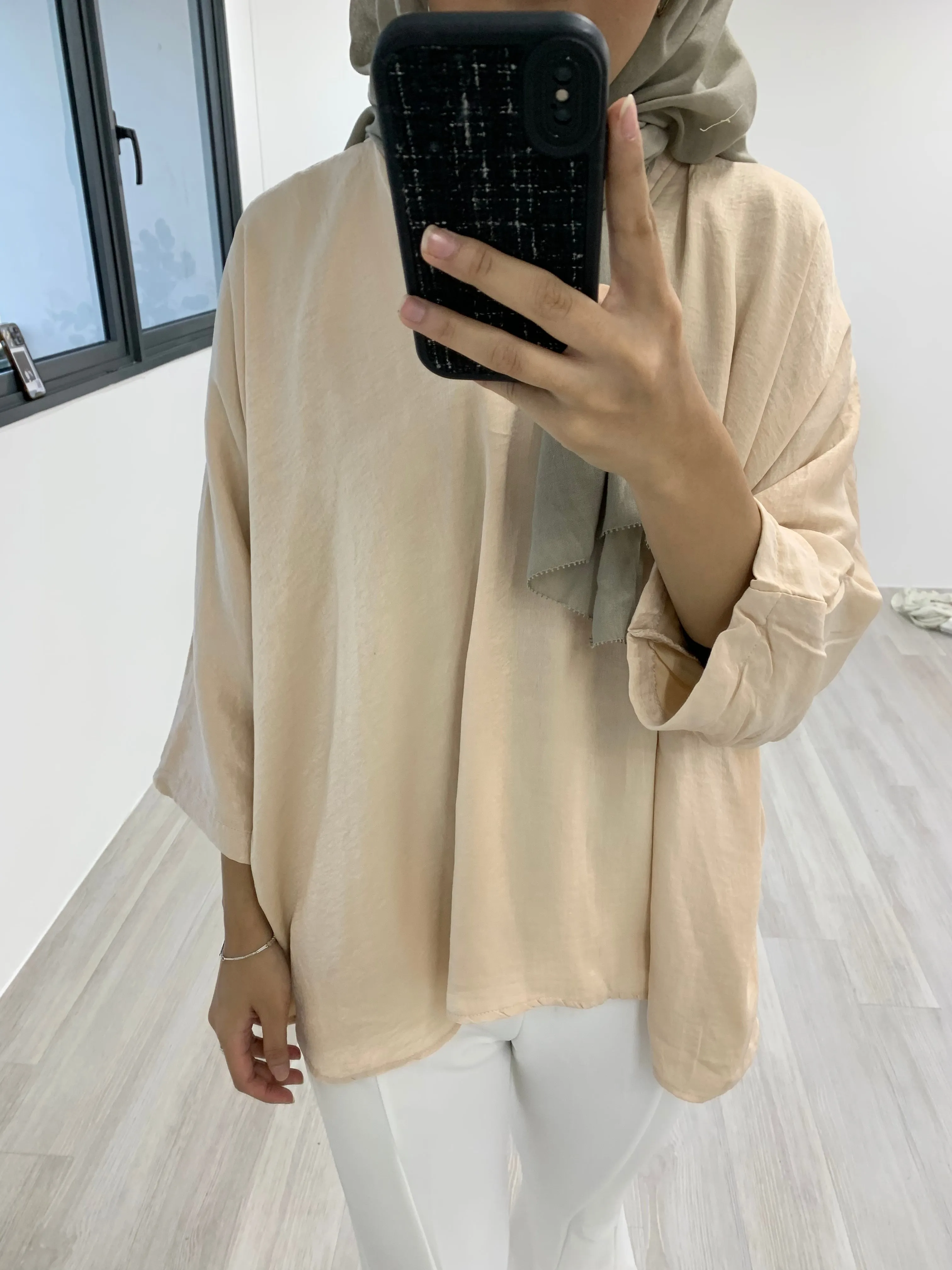 Kimono Crinkle Satin Top KCST