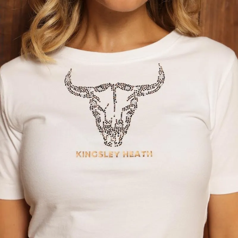 Kingsley Small Glitzy Skull Regular Crew Tee - Pelican