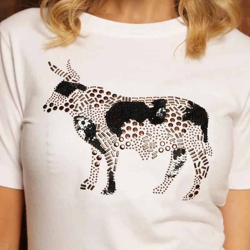 Kingsley Studded Nguni Regular Crew Tee - Pelican