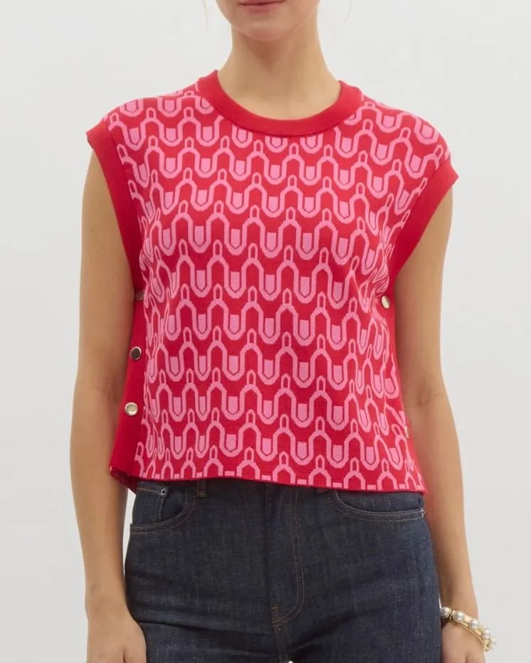 Knit Pullover With Accent Buttons