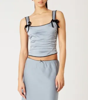 Lace Back Satin Corset Top
