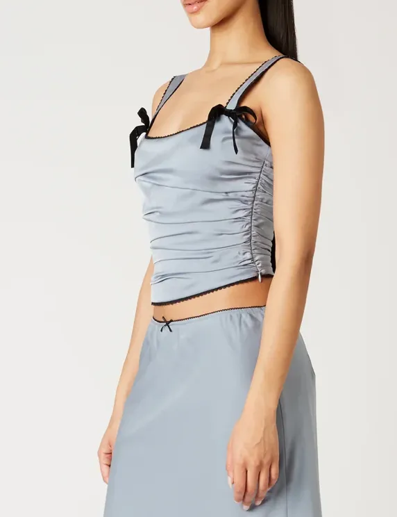 Lace Back Satin Corset Top