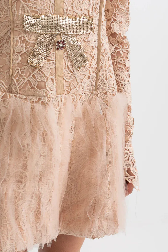 LACE EMBROIDERY MINI DRESS