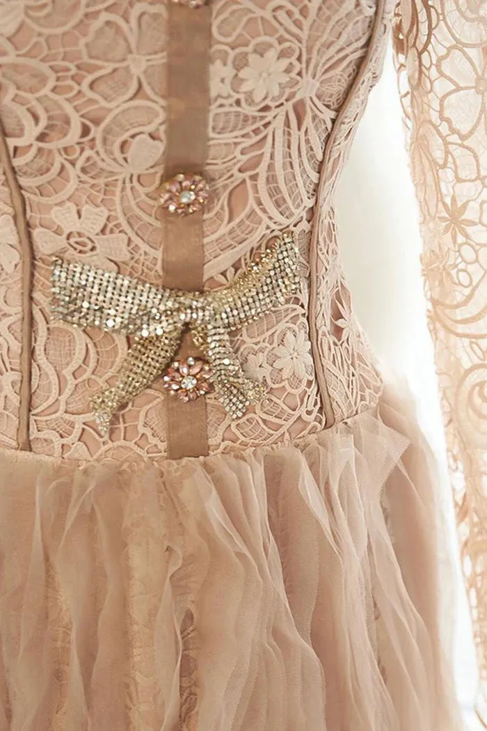 LACE EMBROIDERY MINI DRESS