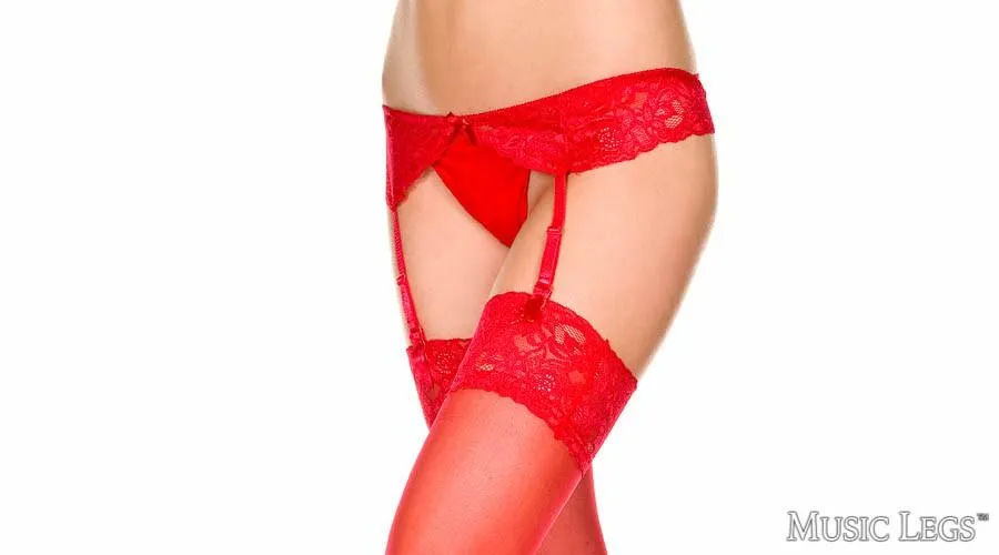 Lace Garterbelt With Sheer Stockings