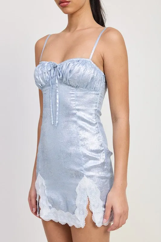 LACE HEM MINI DRESS