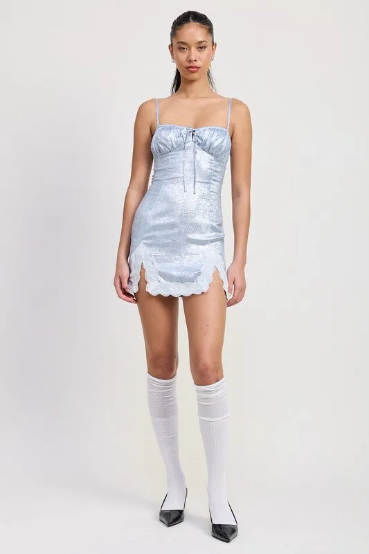 LACE HEM MINI DRESS