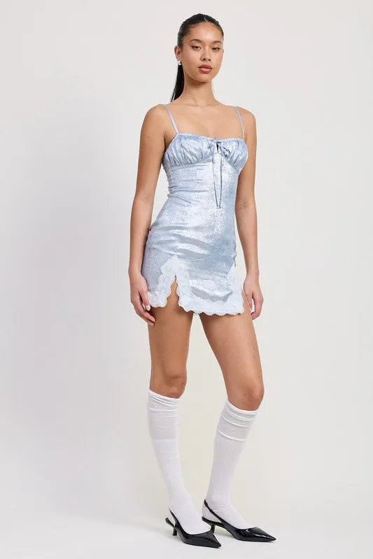 LACE HEM MINI DRESS