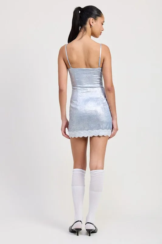 LACE HEM MINI DRESS