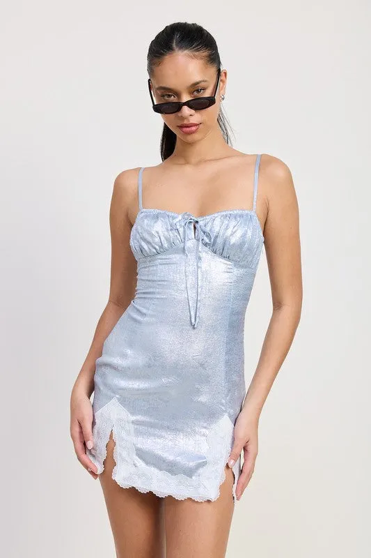 LACE HEM MINI DRESS