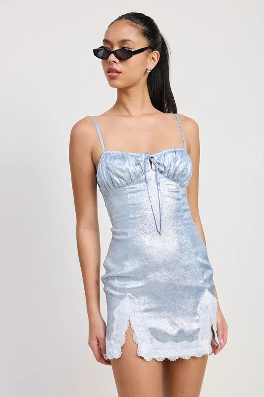 LACE HEM MINI DRESS