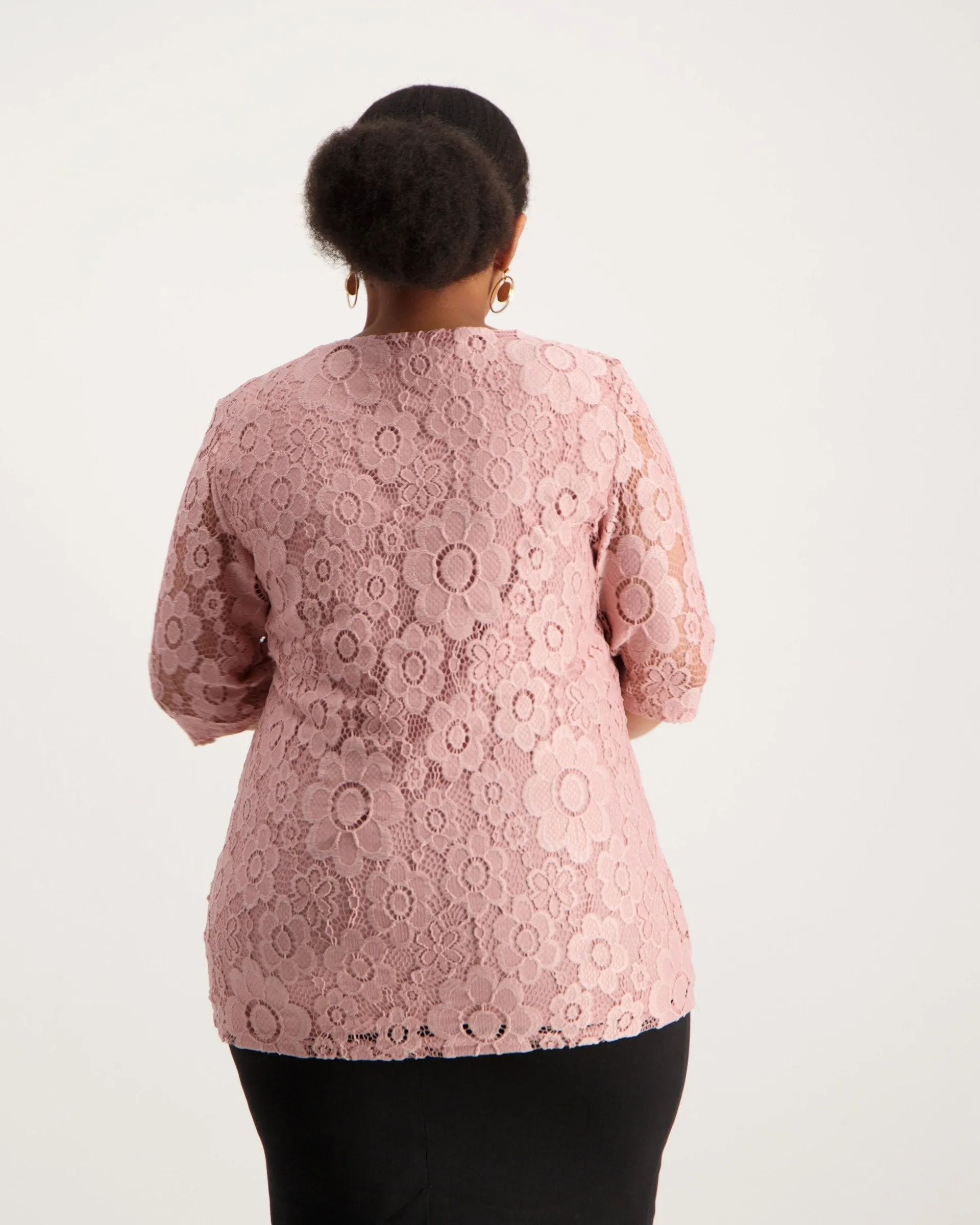 Ladies Scallop Lace Top - Pink