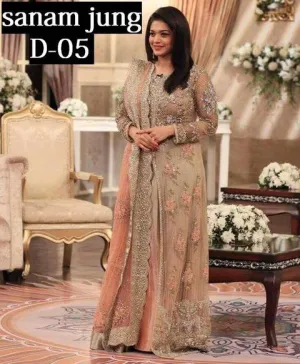 Latest designer Collection  Sanam Jang  Baby Pink & Skin Gold Color Model# C 69