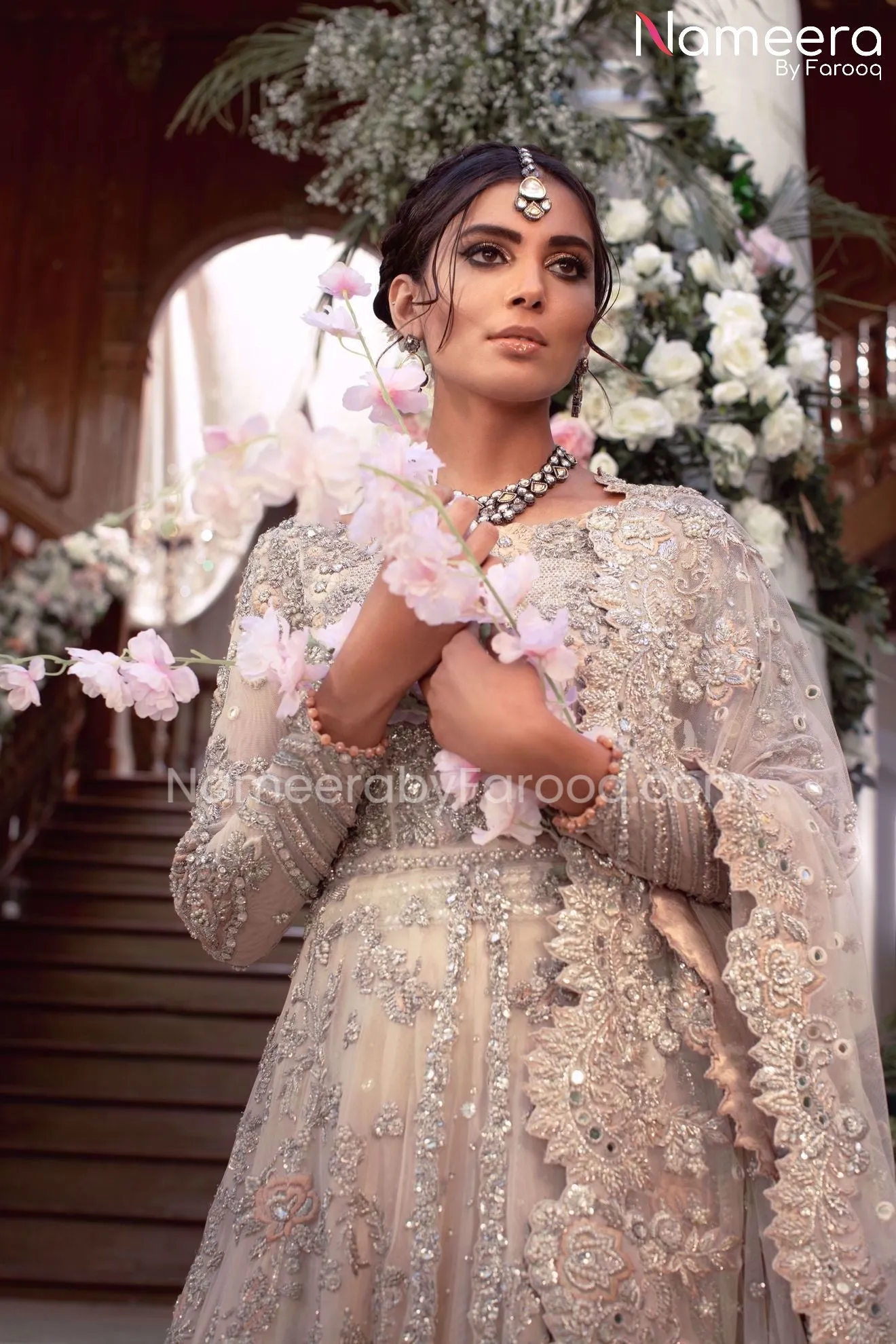 Latest Pakistani Bridal Gown with Net Lehenga #BS118