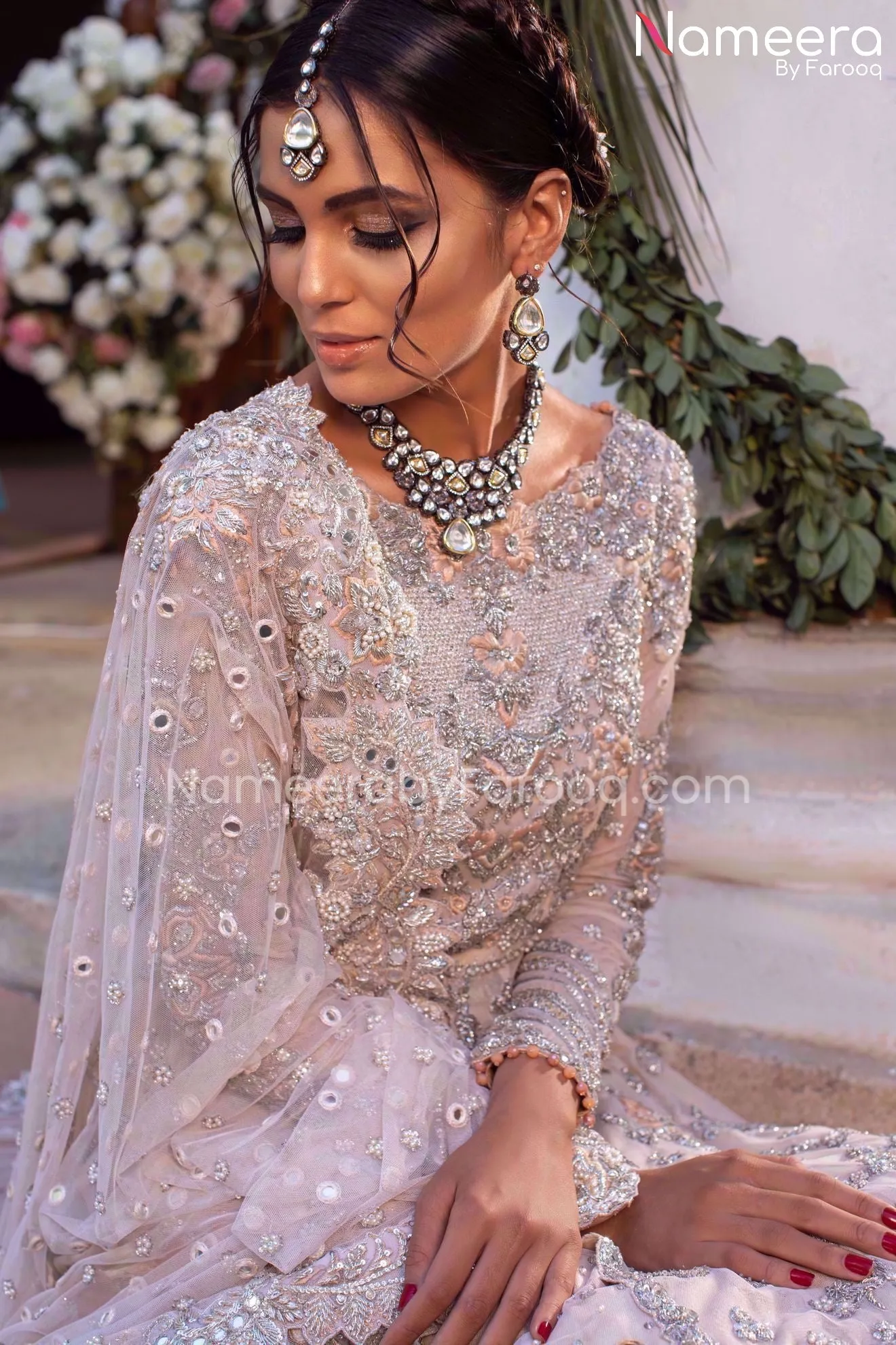 Latest Pakistani Bridal Gown with Net Lehenga #BS118