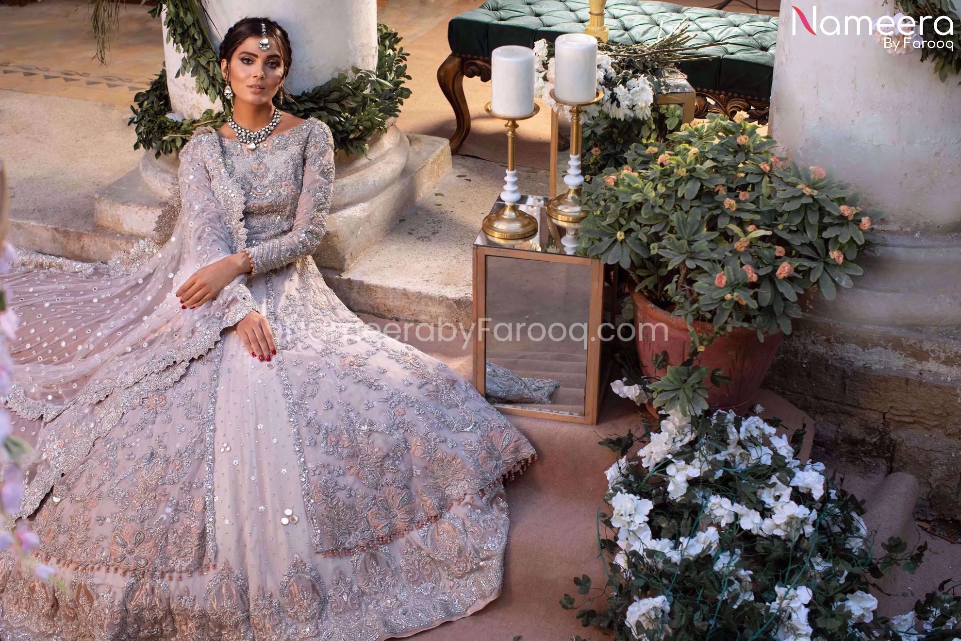 Latest Pakistani Bridal Gown with Net Lehenga #BS118