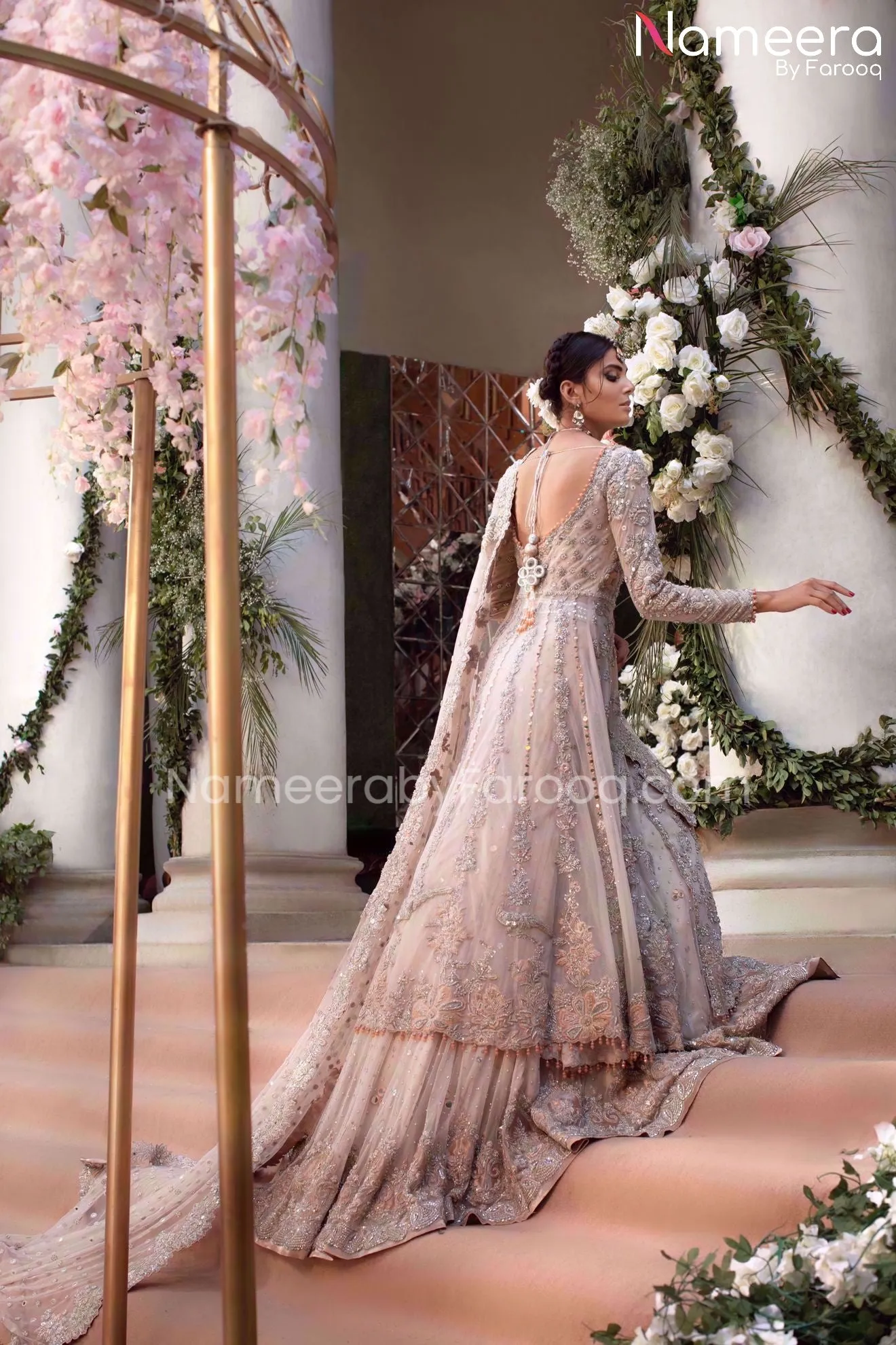 Latest Pakistani Bridal Gown with Net Lehenga #BS118