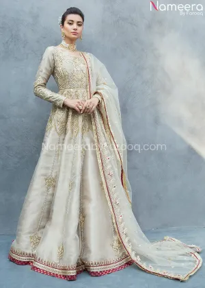 Latest Pakistani Bridal Pishwas in Gold Color #BS107