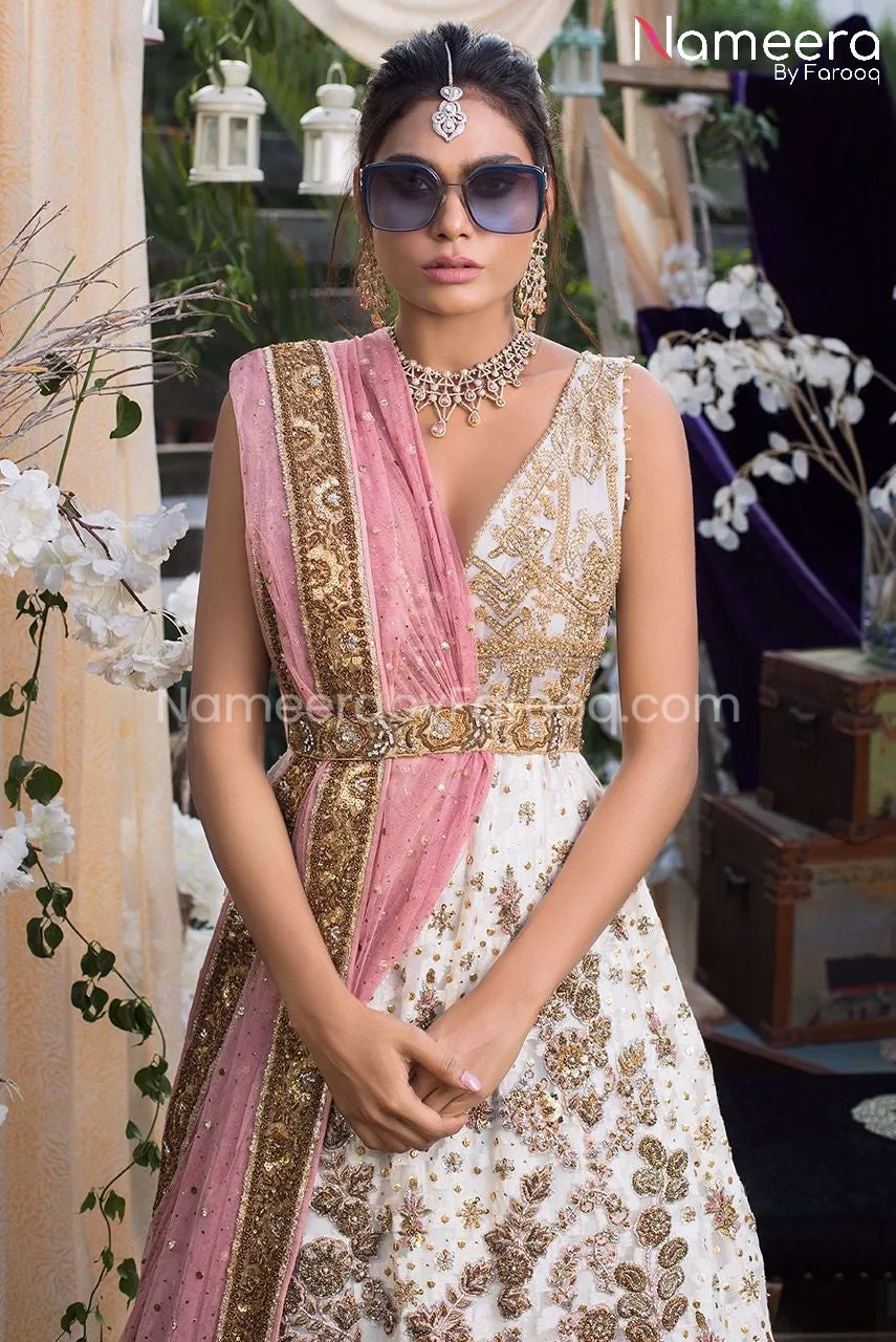 Latest Pakistani Net Gown Dresses for Bride #BS181