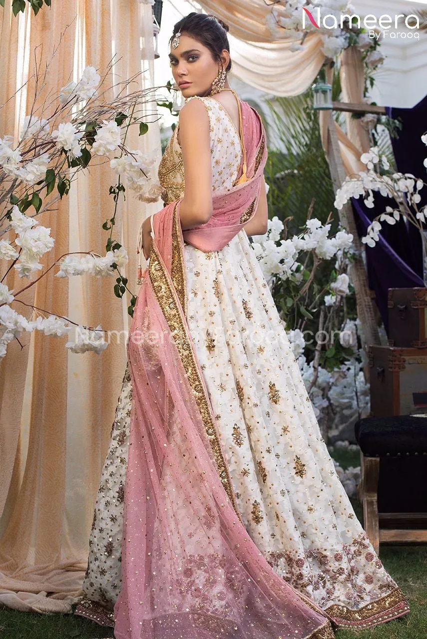 Latest Pakistani Net Gown Dresses for Bride #BS181