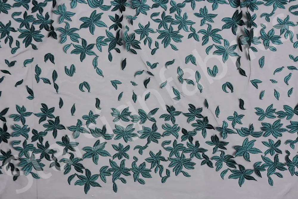 Leaf Design Embroidery Fabric