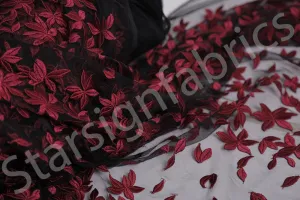 Leaf Design Embroidery Fabric