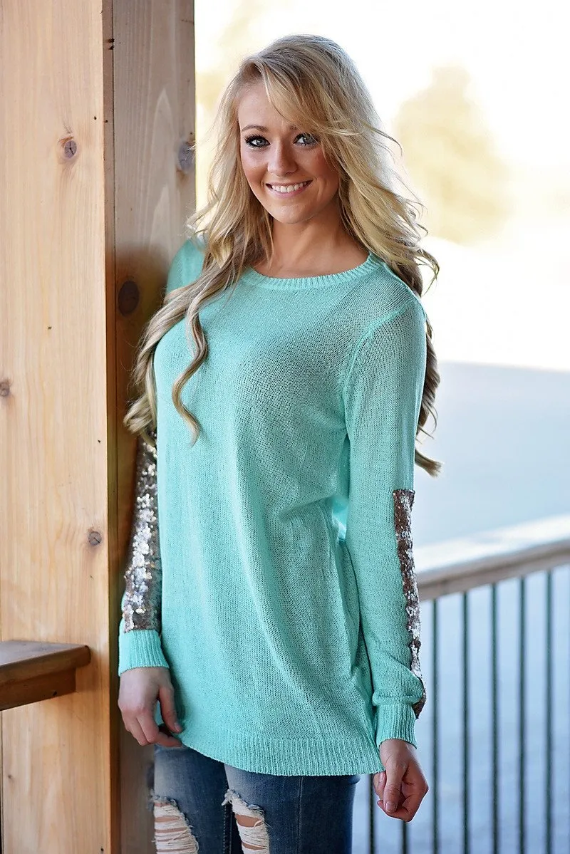 Leave a Little Sparkle Top - Mint