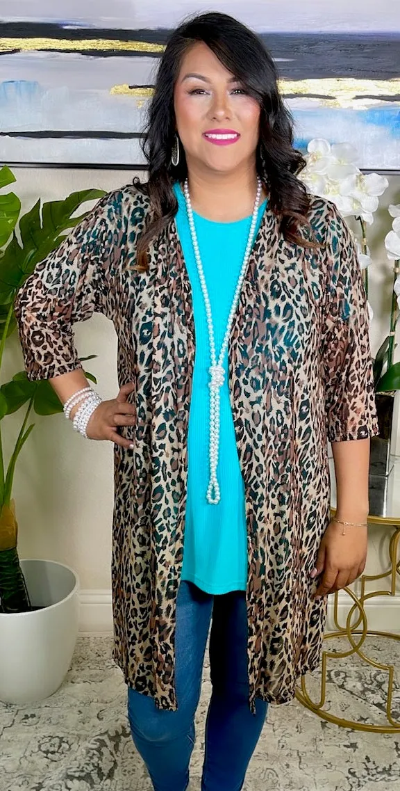 Leopard Sheer kimono cardigan