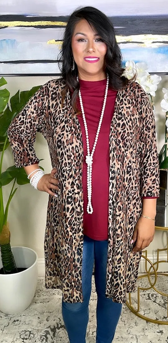 Leopard Sheer kimono cardigan