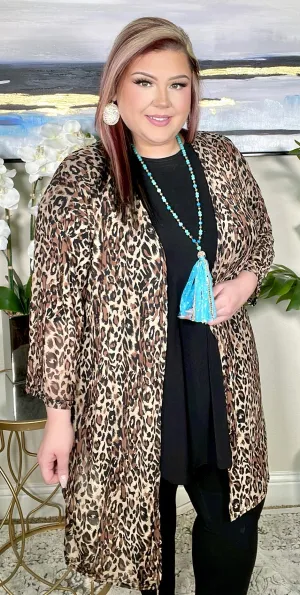 Leopard Sheer kimono cardigan