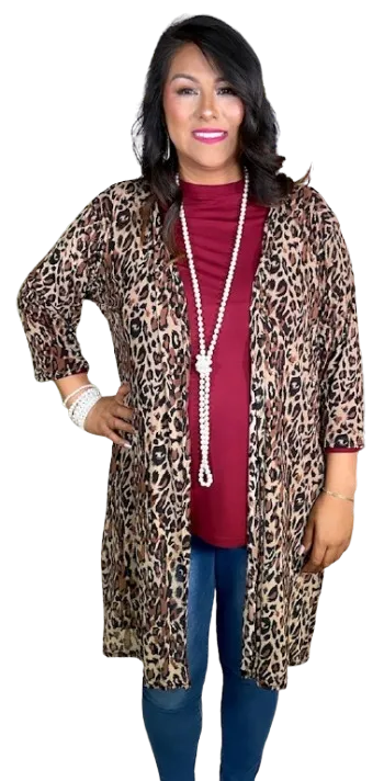 Leopard Sheer kimono cardigan