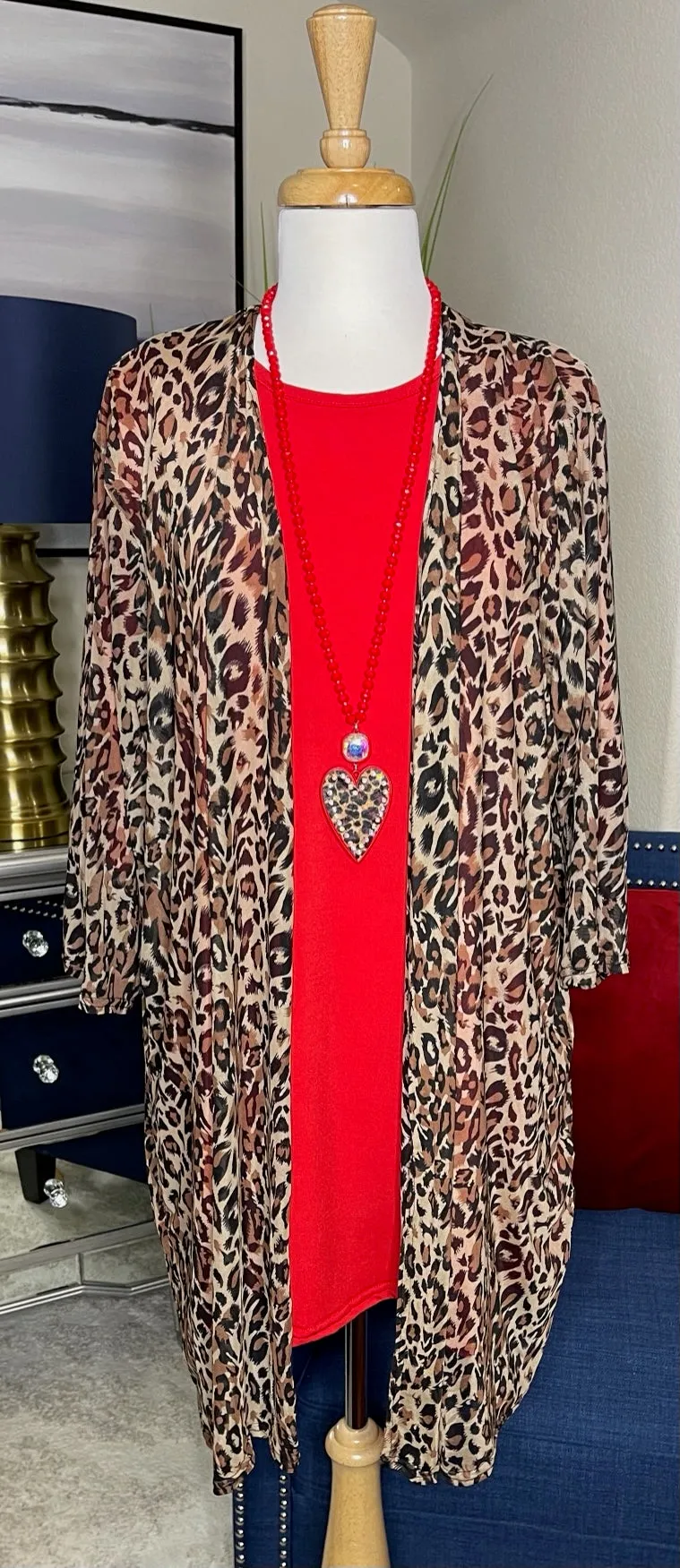 Leopard Sheer kimono cardigan