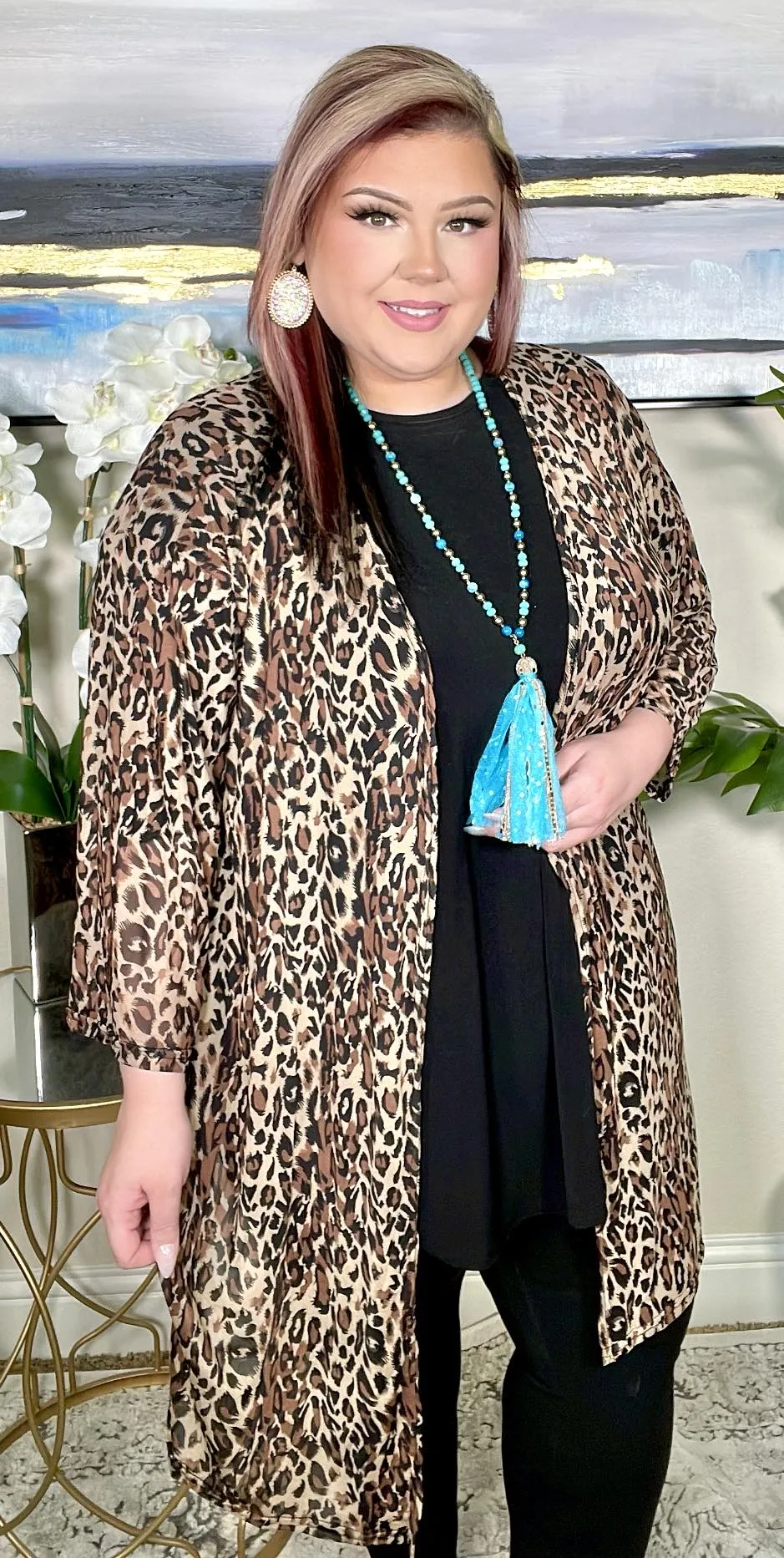 Leopard Sheer kimono cardigan