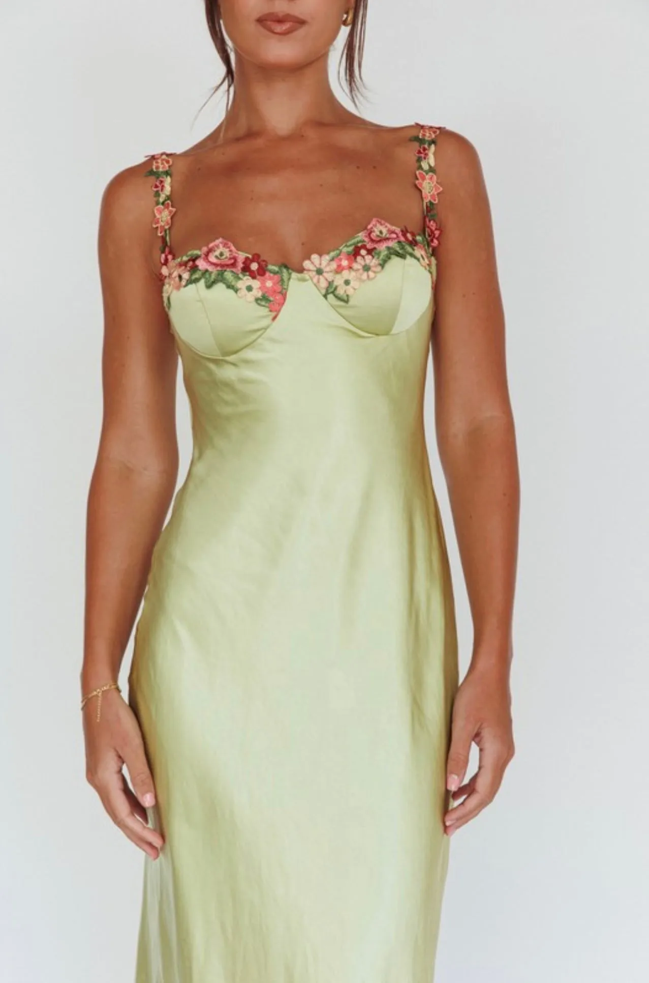 LIME EMBROIDERY DRESS