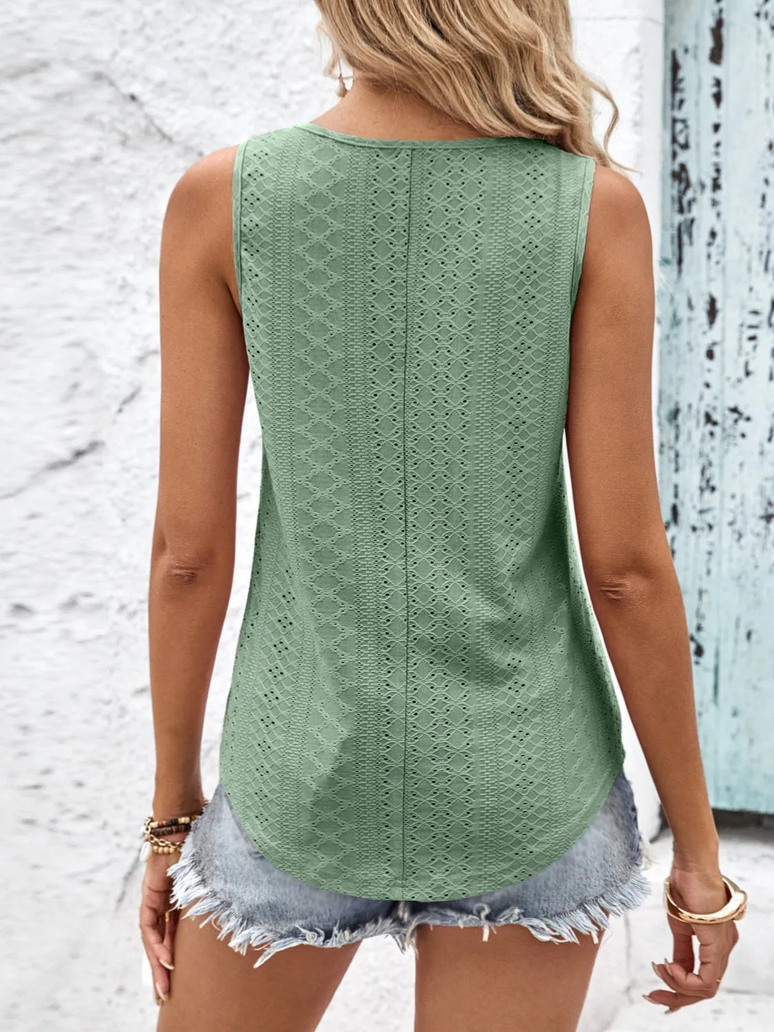 Lindsey - Eyelet Wide Strap Tank