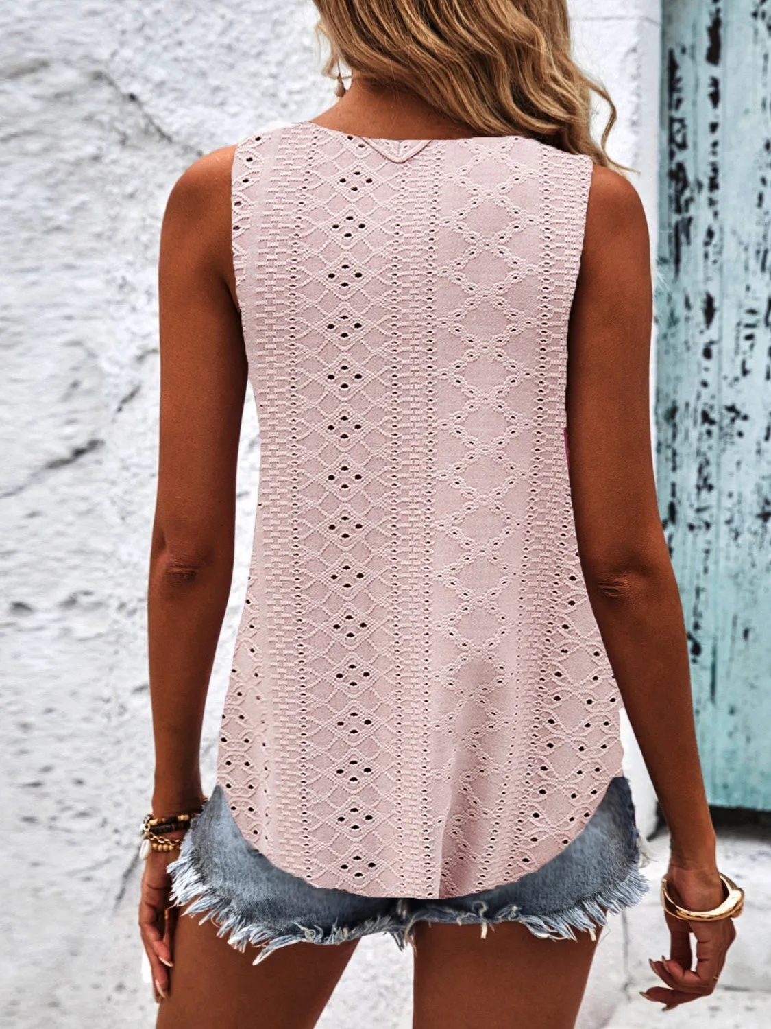 Lindsey - Eyelet Wide Strap Tank