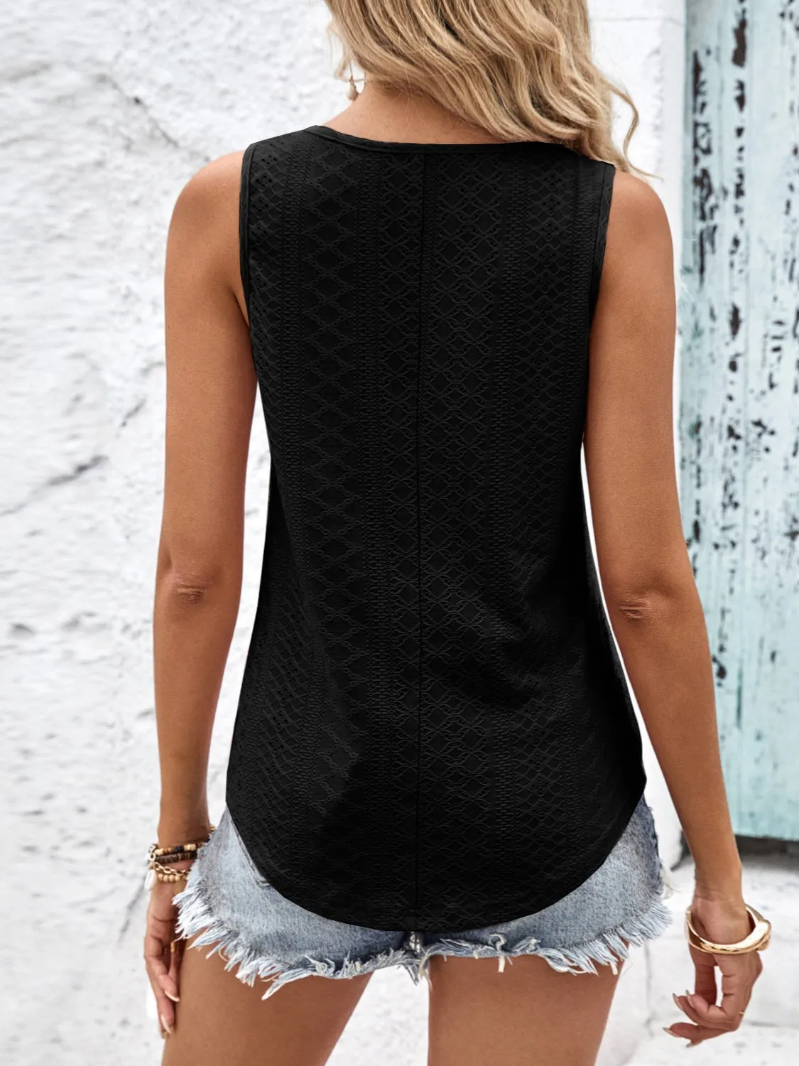 Lindsey - Eyelet Wide Strap Tank